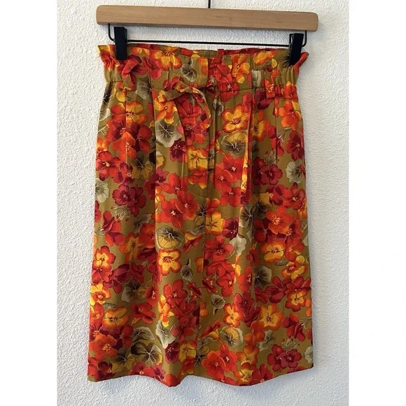 VTG Ellen Tracy Linda Allard Womens Pencil Skirt Size 2 Silk Floral Colorful - Picture 1 of 14